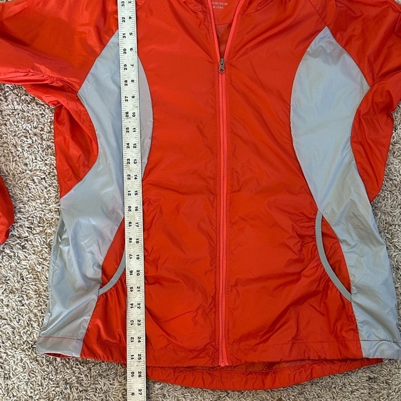 Eddie Bauer Sport Orange/Gray Lightweight Active Windbreaker Rain Jacket Sz PL - Picture 10 of 10